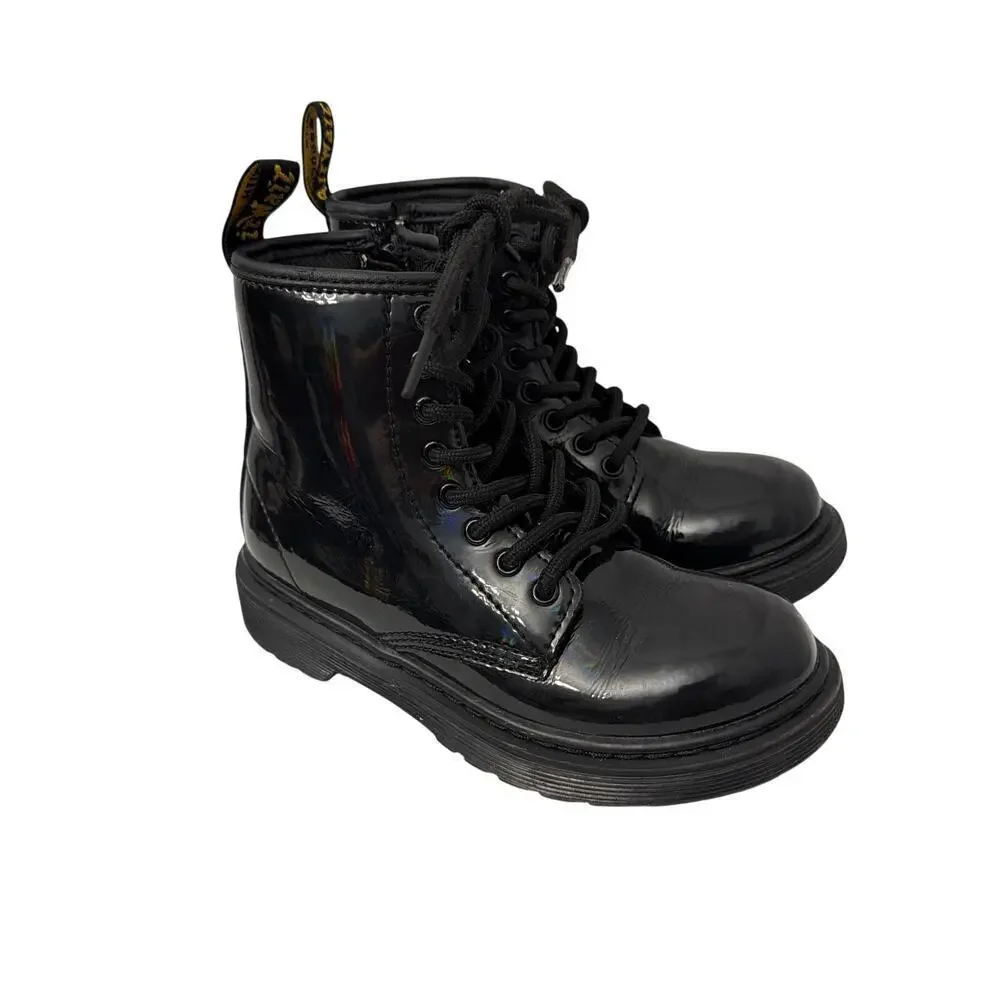 Dr Martens Boots Girls Size 13 Black Patent Leather Zipper Kids 1460 J Youth